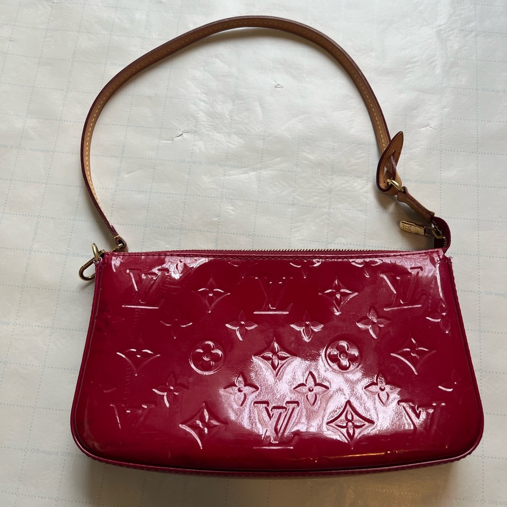 Louis Vuitton Monogram Pochette Accessories NM Pink Vernis Leather